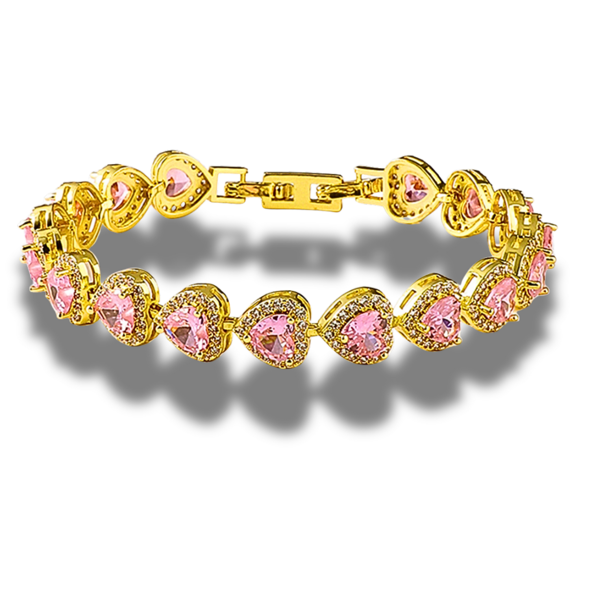 BRACCIALE TENNIS CUORE ZIRCONE RUBINO BIANCHI ARGENTO CM 17-20 RODIATO